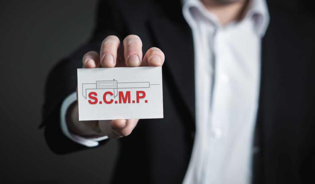 Carte de visite avec logo de la société SCMP